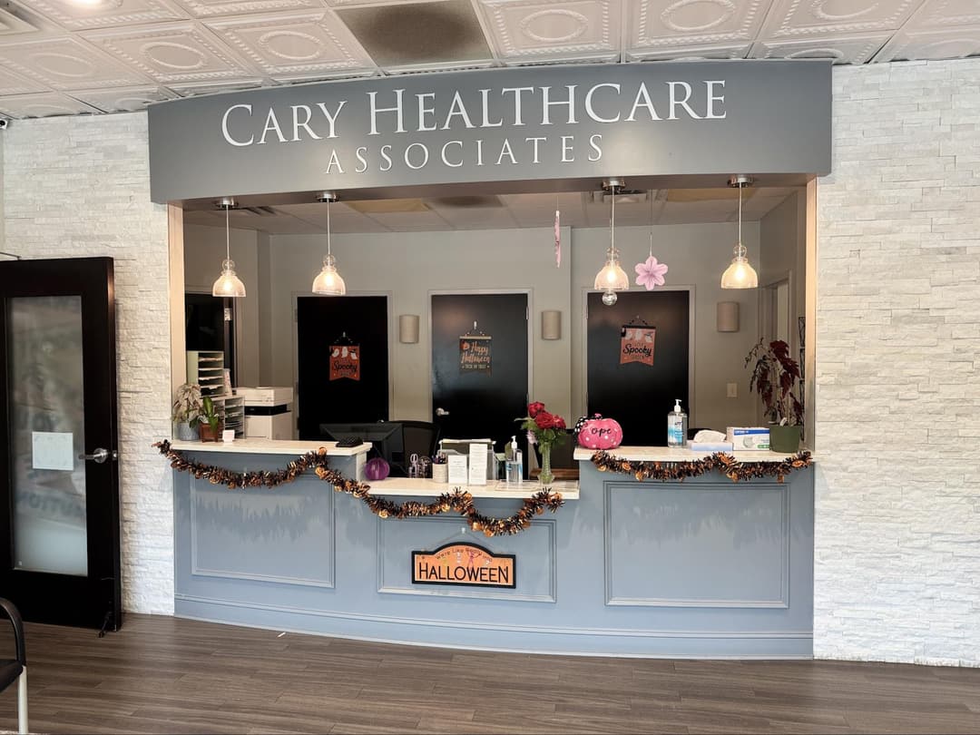 Reception desk inside Cary Healthcare Associates